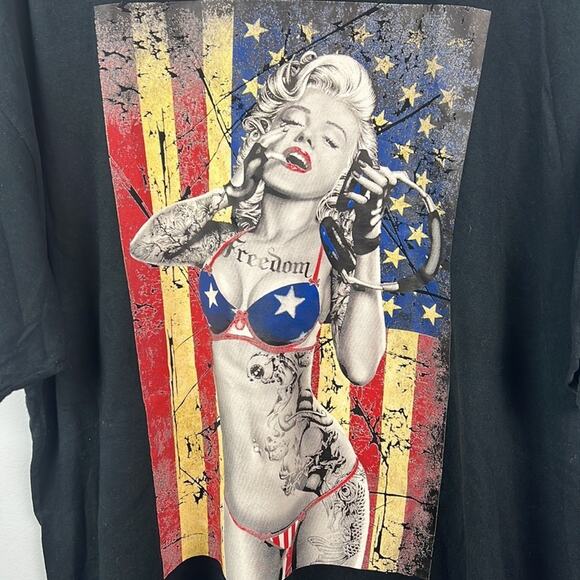 Marilyn Monroe sexy pop art American flag short sleeve tshirt 2X - Picture 2 of 8